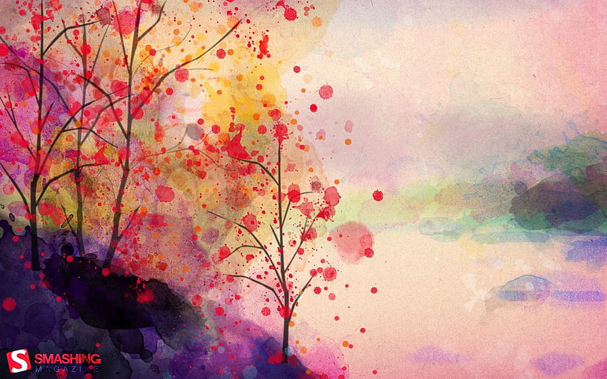 4 Watercolor Painting, autumn watercolour HD wallpaper