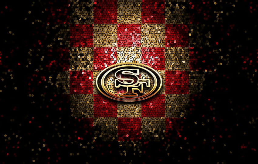 sport, logo, NFL, glitter, checkered, San Francisco 49ers , section спорт, nfl 49ers HD wallpaper