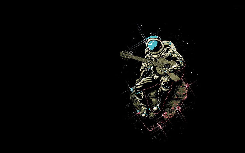Dark Astronaut, guitar amoled HD wallpaper