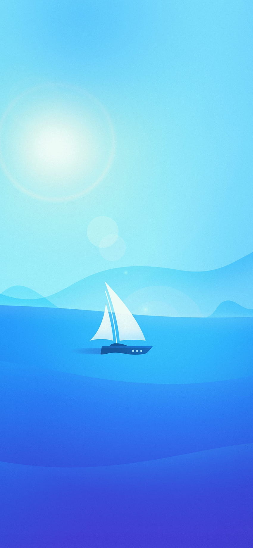 Sea, sail boat, material, minimal, 1125x2436, sailing phone HD phone wallpaper