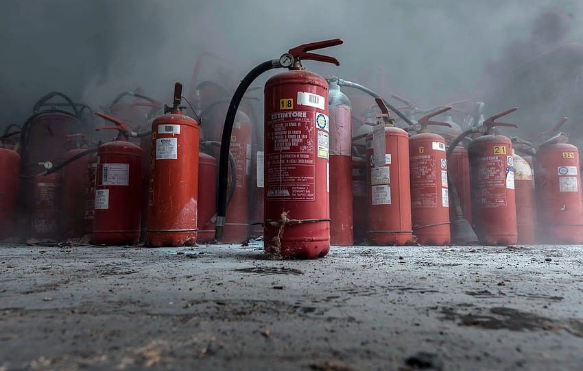 background, smoke, fire extinguishers , section разное HD wallpaper
