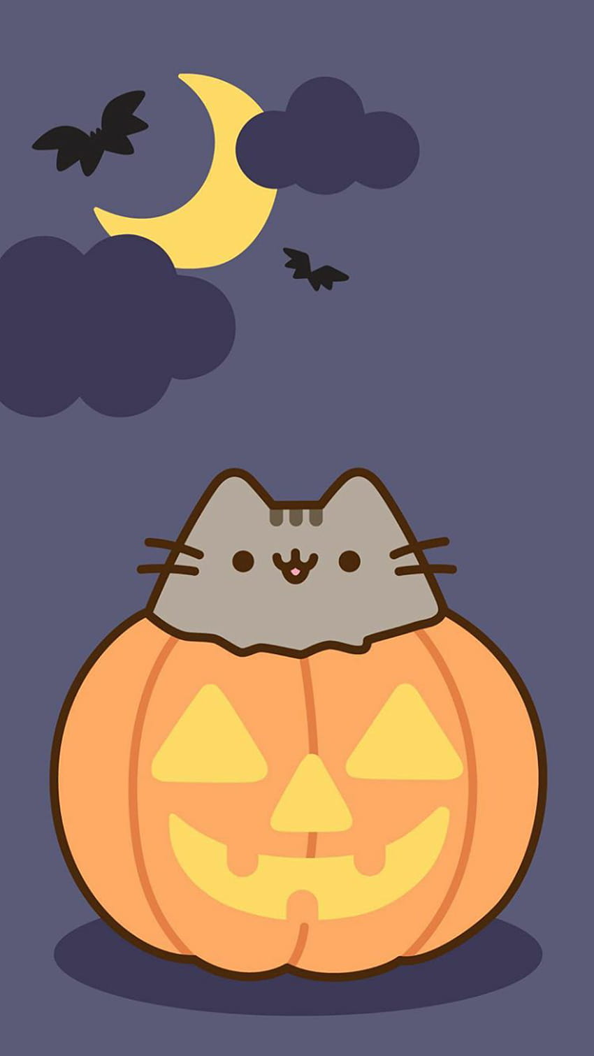 Tło i kot pusheen, słodkie koty halloween Tapeta na telefon HD