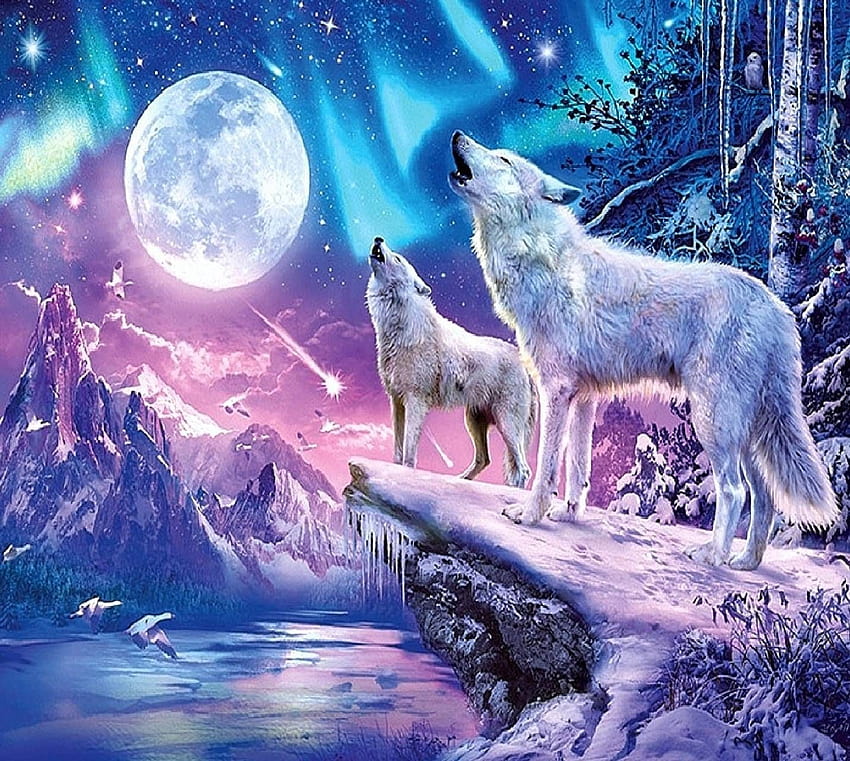 Wölfe, elementarer Wolf HD-Hintergrundbild