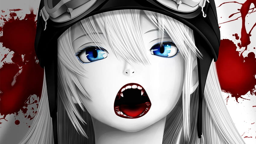 bianco e nero occhi blu bakemonogatari vampiri oshino shinobu anime manga anime ragazze vampiro nis Persone ,Hi Res People ,High Definition Sfondo HD