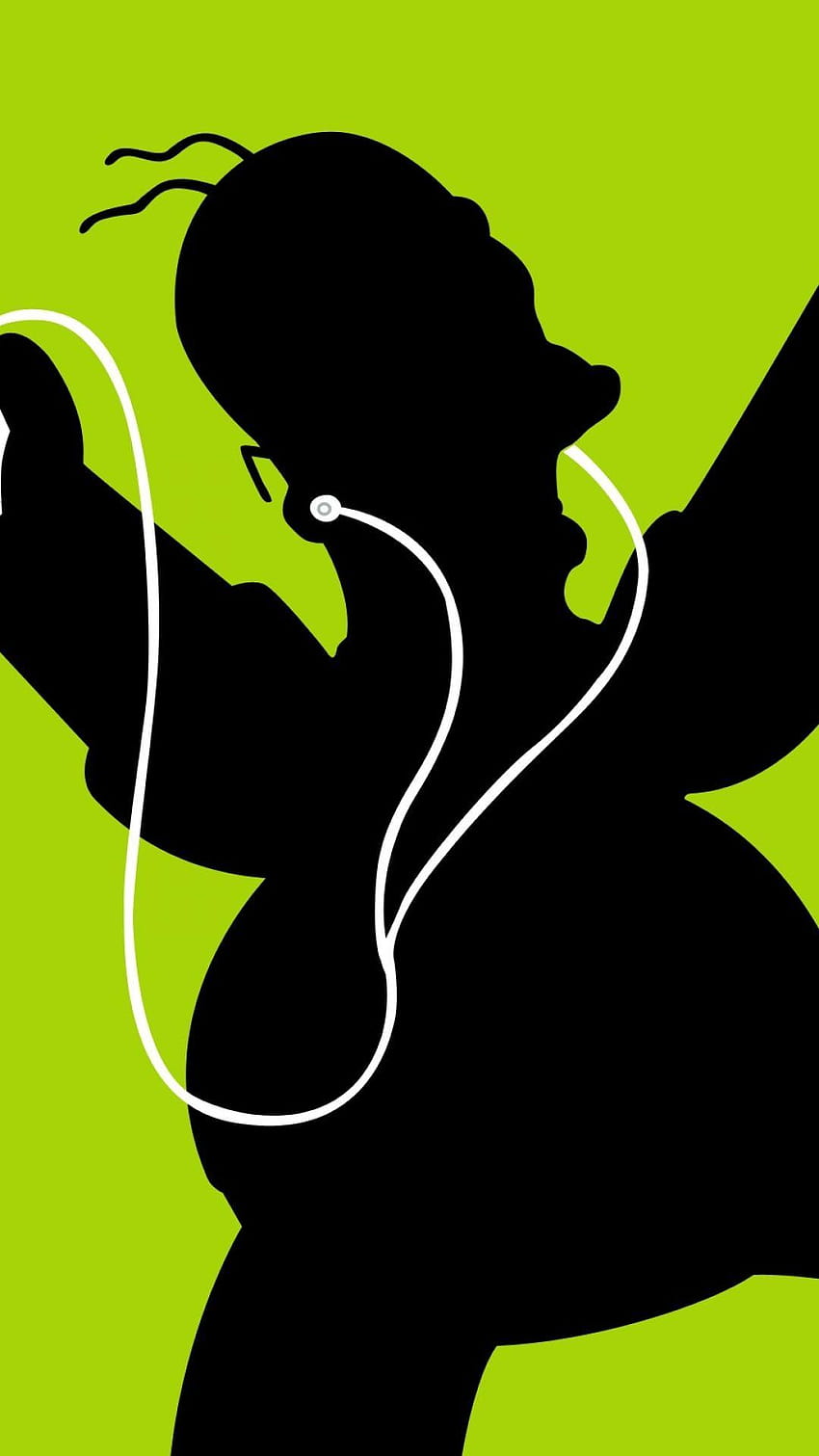 Homer Simpson Negro Verde Auriculares Música Android, simpsons android fondo de pantalla del teléfono