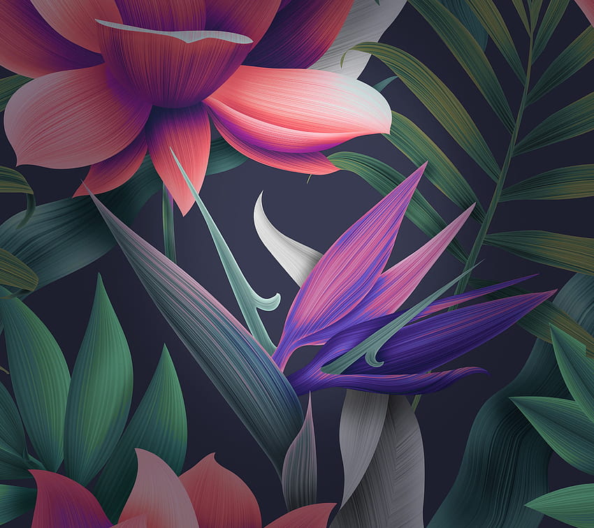 Peinture de fleurs d'oiseaux de paradis violets Fond d'écran HD