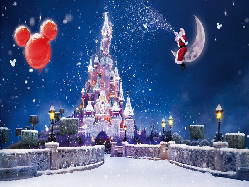 Disney Castle Christmas, disney castles HD wallpaper