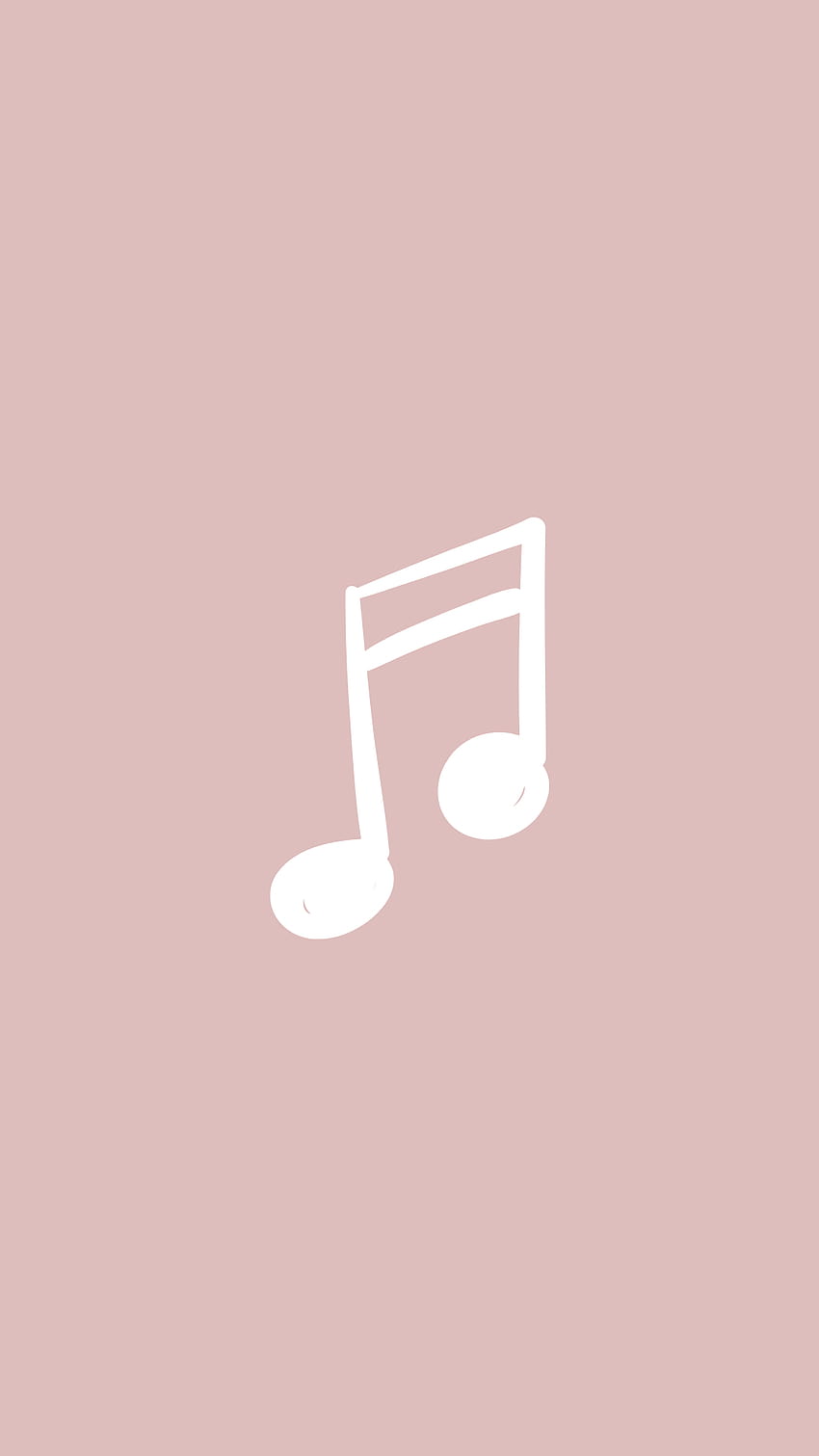 ikon musik putih / catatan musik pada latar belakang merah muda untuk instagram, tanda musik estetika wallpaper ponsel HD