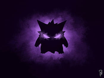 Gengar, #ishmam, #Haunter, #Pokémon, #Pokemon Evil, #minimalism, #blue  background, #simple background, #artwork, 1920x1200 …