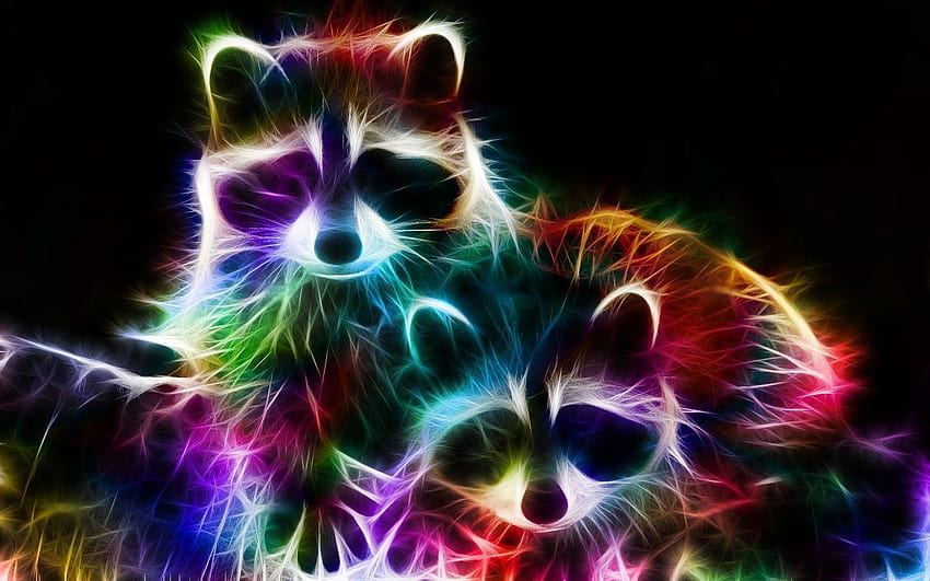 Rainbow Animals, светеща дъга HD тапет