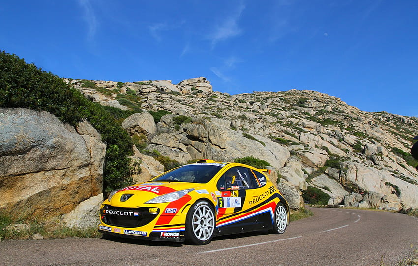 Yellow, Rocks, Sport, Day, Peugeot, WRC, Rally, Rally, The front, 207 , section peugeot, peugeot 207 HD wallpaper