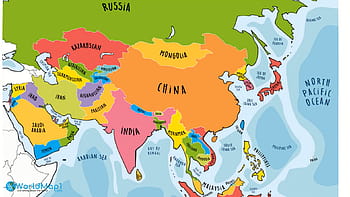 Asia Map Countries and Wall Decal, asia political map HD wallpaper | Pxfuel