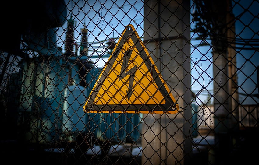 danger, sign, warning, the fence, industry, electricity, attention, current, high voltage , section разное HD wallpaper