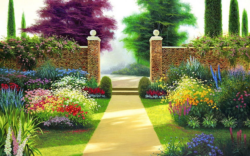 Path To Garden, natural garden HD wallpaper