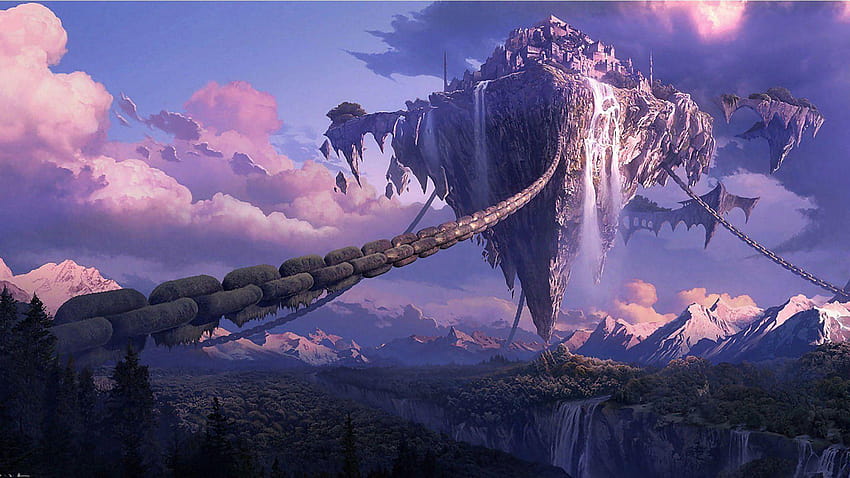 Chained Floating Island Fantasy 1920 X 1080 Full HD wallpaper
