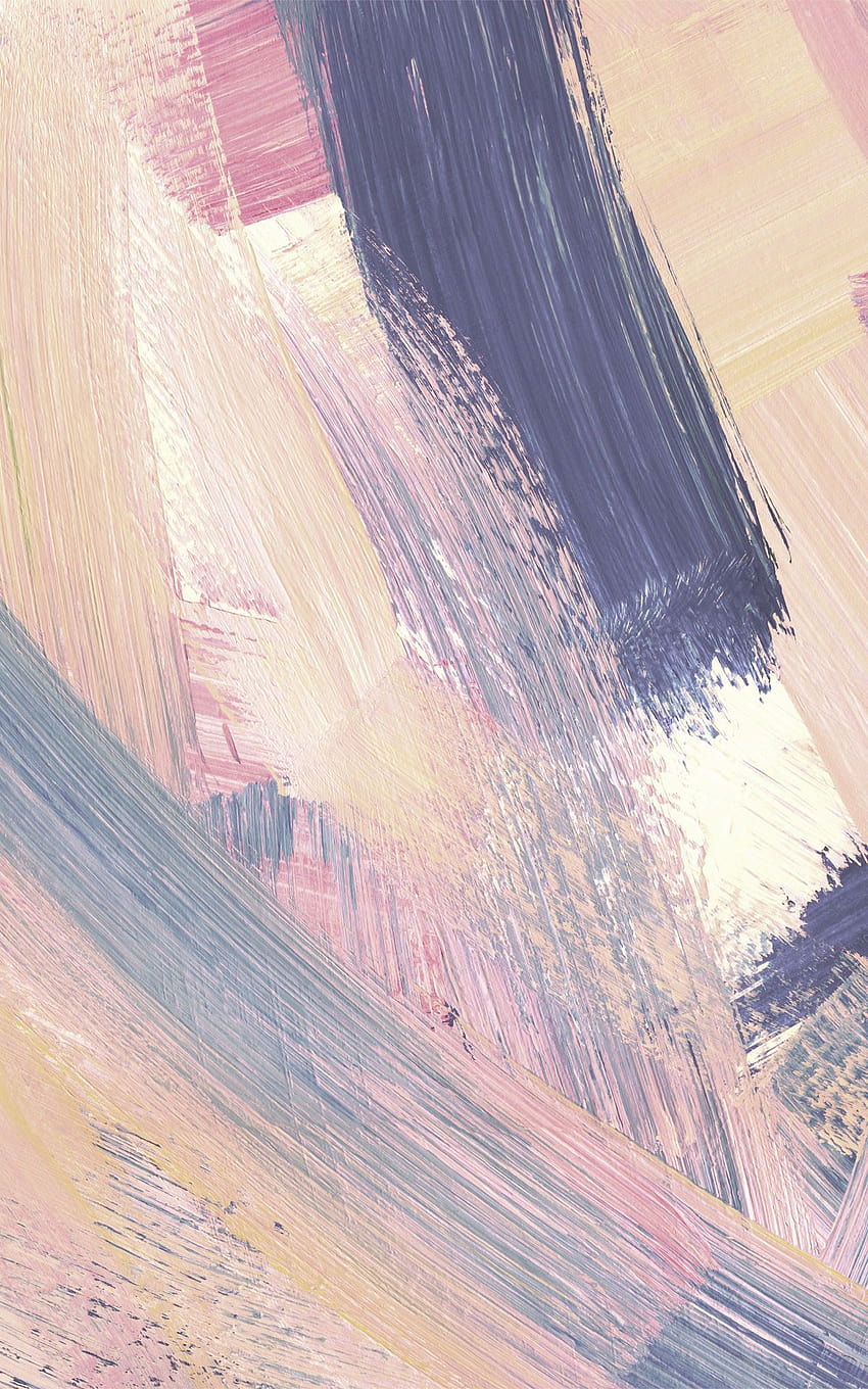 핑크 & 피치 추상 페인트 브러시 스트로크 벽화 HD 전화 배경 화면