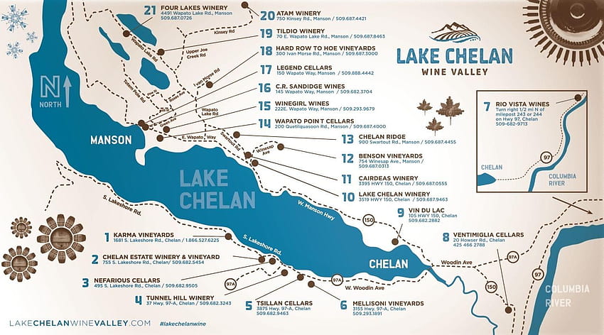Mapa do Lago Chelan papel de parede HD