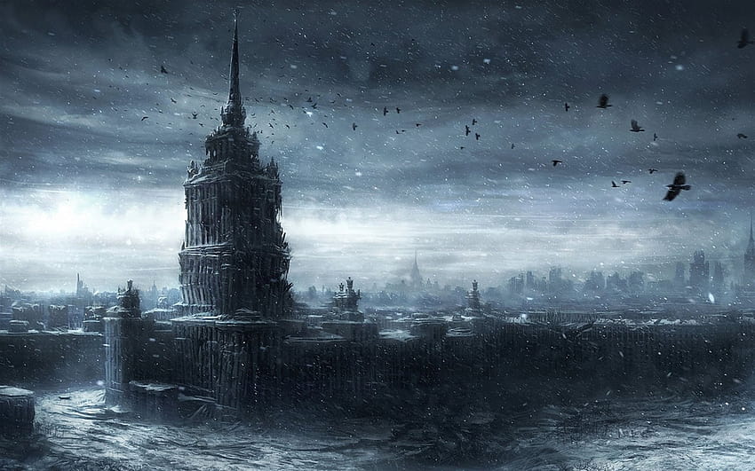 Moscou, apocalipse, neve, corvo, inverno, ruínas, prédios abandonados resolução 1920x1200. Inverno de cidade abandonada de alta qualidade papel de parede HD