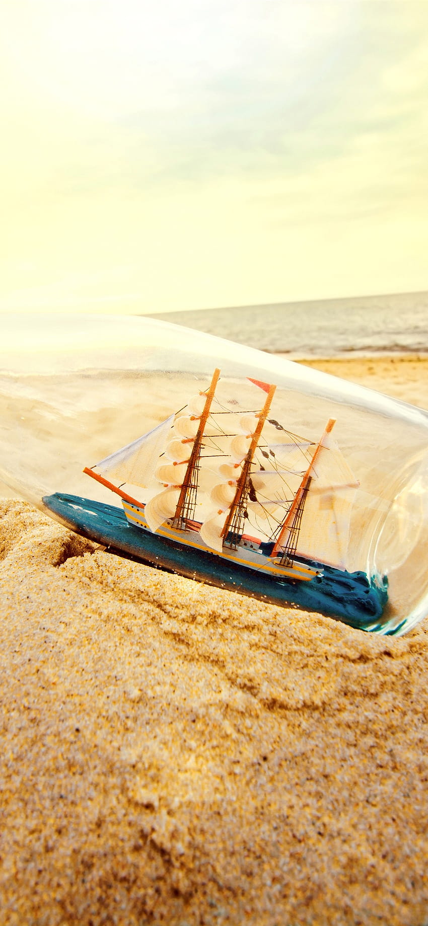 Pasir, botol, pantai, model kapal, laut 1242x2688 iPhone 11 Pro/XS Max , latar belakang, dikirim dalam botol wallpaper ponsel HD