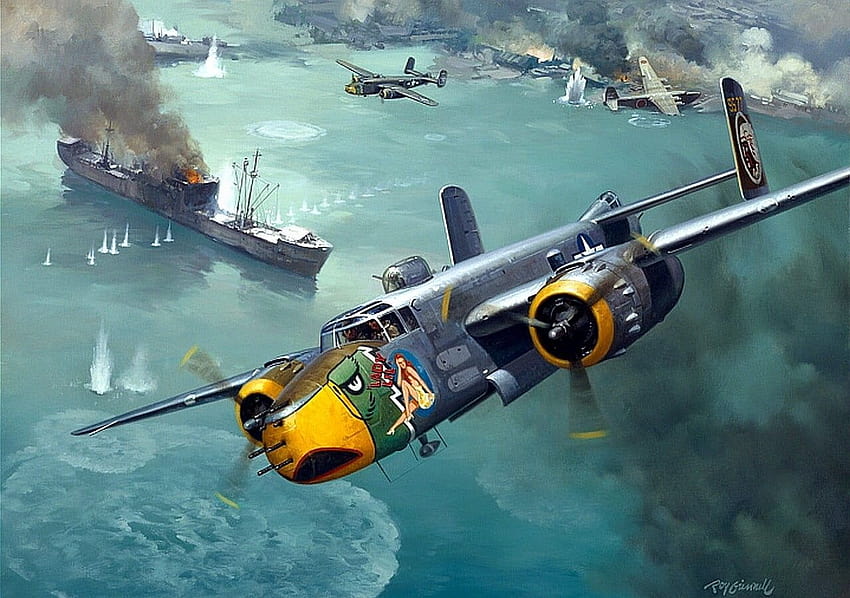 Aereo grigio e giallo, seconda guerra mondiale, aerei militari, aerei, aerei della seconda guerra mondiale Sfondo HD