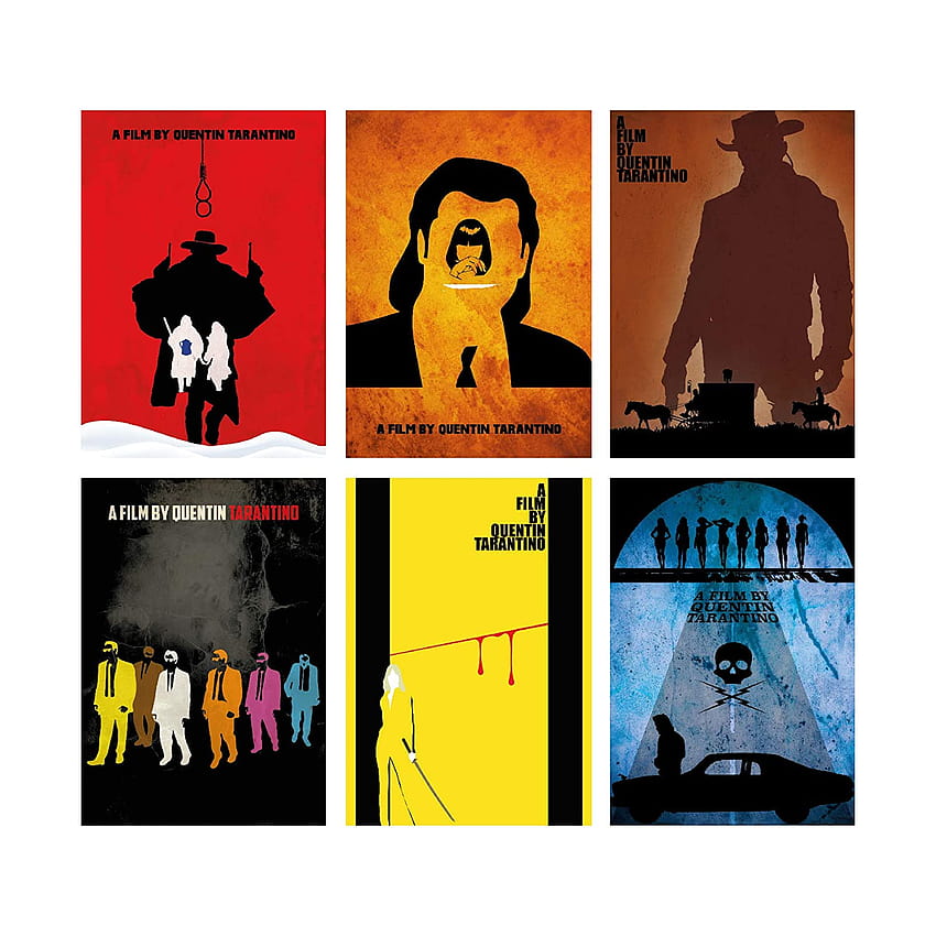 Quentin Tarantino Minimalis Poster Set 6 Film The Hateful Eight Django Unchained Kill Bill Pulp Fiction Death Proof Reservoir Dogs Cetakan Dinding Karya Seni Dekorasi Rumah Gantung Hadiah Keren: Buatan Tangan, film oleh quentin tarantino wallpaper ponsel HD