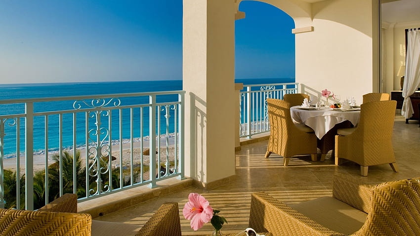 Sea Beach Terrace Balcony View Horizon Leisure Stock [1920x1080] for your , Mobile & Tablet HD wallpaper