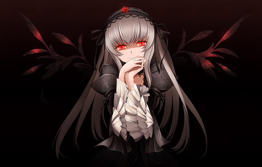 1 Dark Mysterious Anime Girl, schwarzer hübscher Anime HD-Hintergrundbild