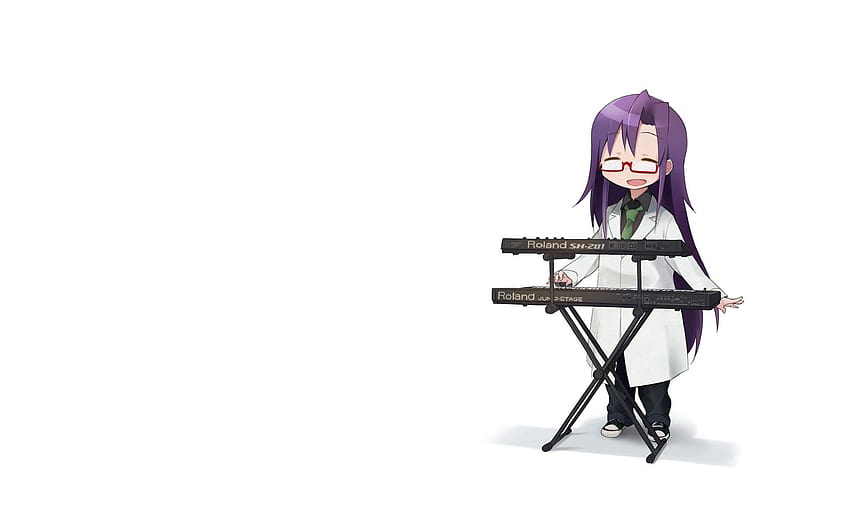 glasses goshiki agiri instrument kill me baby long hair okayparium piano purple hair tie white HD wallpaper