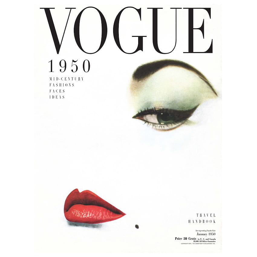 Корица на Vogue 1950 щампа, ретро мода HD тапет за телефон
