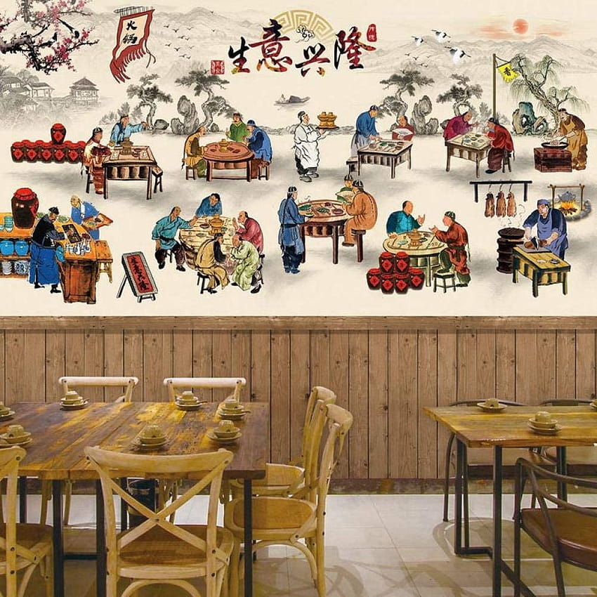 Fundos da cultura alimentar tradicional chinesa Restaurante Hot Pot Shop Decoração Papel de parede de celular HD