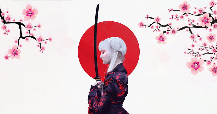 Anime Girl Samurai, 일본 애니메이션, 배경화면 HD 월페이퍼
