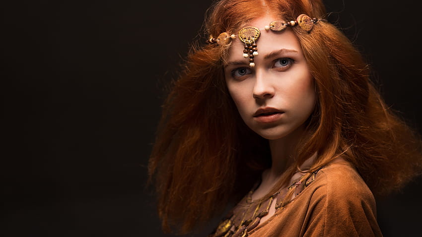 Beautiful red hair girl, middle ages style 3840x2160 U , medieval woman HD wallpaper