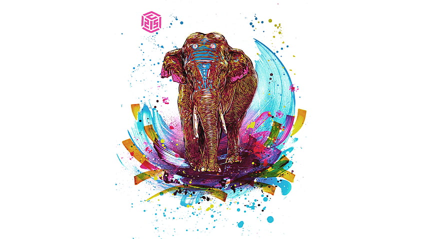 Colorful Elephant, elephant logo HD wallpaper