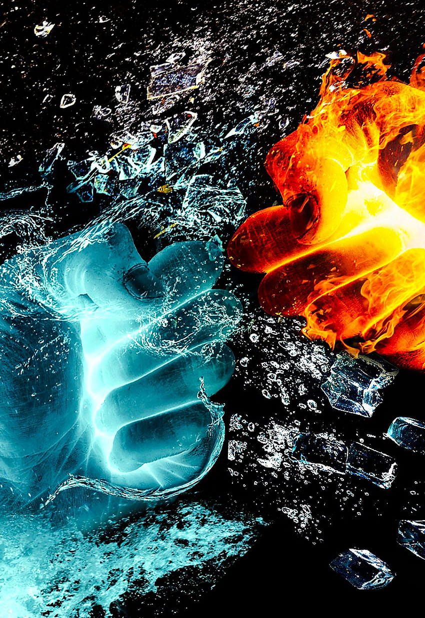 Fire Water Sparkle Ice Fantasy มือถือไฟและน้ำ วอลล์เปเปอร์โทรศัพท์ HD