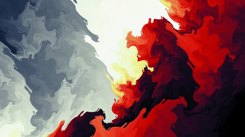 arte digital de pintura abstracta roja, blanca y gris, pintura roja abstracta fondo de pantalla