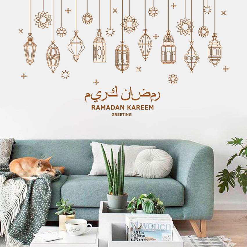 Wholesale Ramadan Kareem Light Wall Sticker PVC Adhesive Removable Decal Eid Festival Decoration 30 * 90CM * 2PCS From China HD phone wallpaper