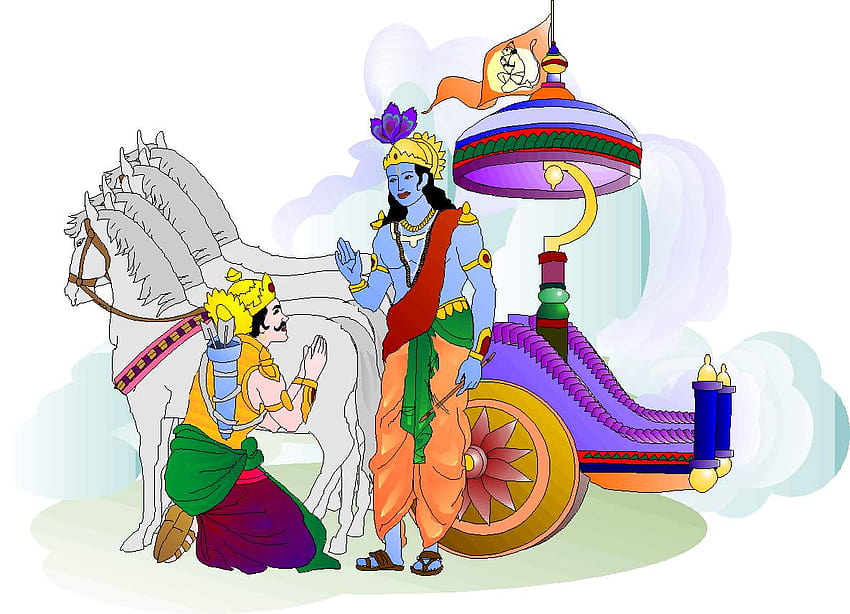 bhagwat geeta drawing  shri krishna and arjuna drawing  geeta mahotsav  par drawing  gita jayanti  YouTube
