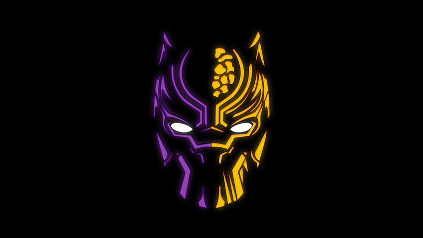 Purple and yellow Black Panther mask, black mask art HD wallpaper