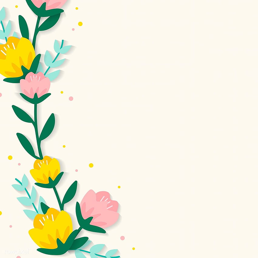 Spring floral frame design vector, spring flowers vector HD phone wallpaper