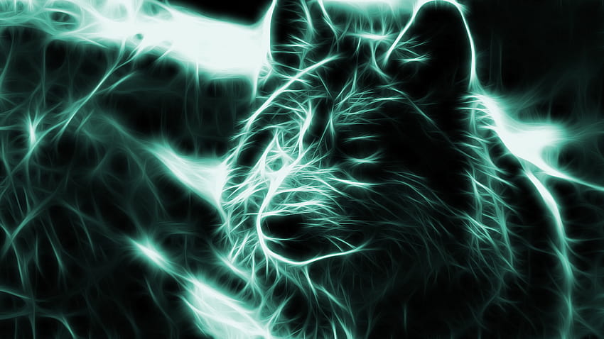 Neon Wolf Backgrounds 3d, neon blue