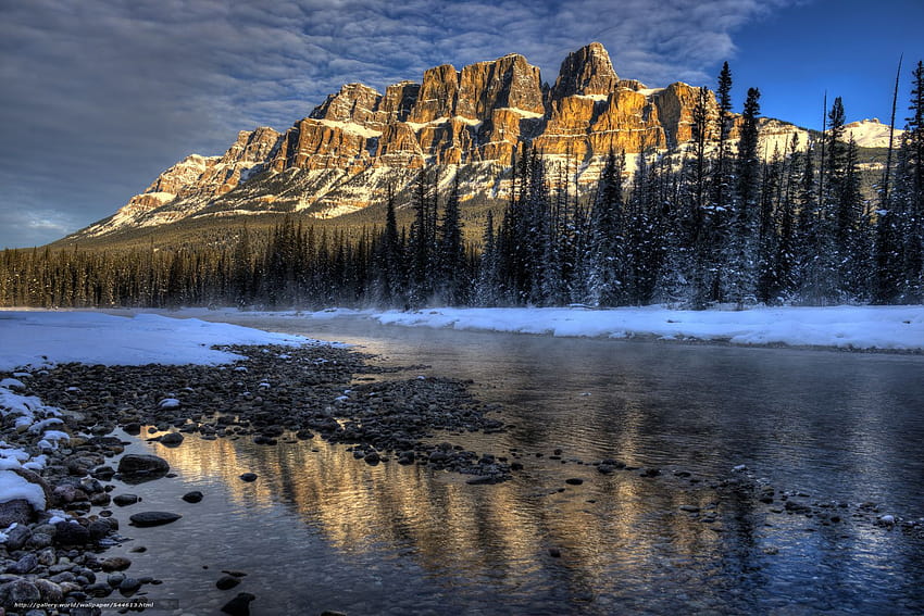 Gunung Kastil, sungai Bow, Taman Nasional Banff, Alberta dalam resolusi 2048x1367, gunung kastil taman nasional banff Wallpaper HD