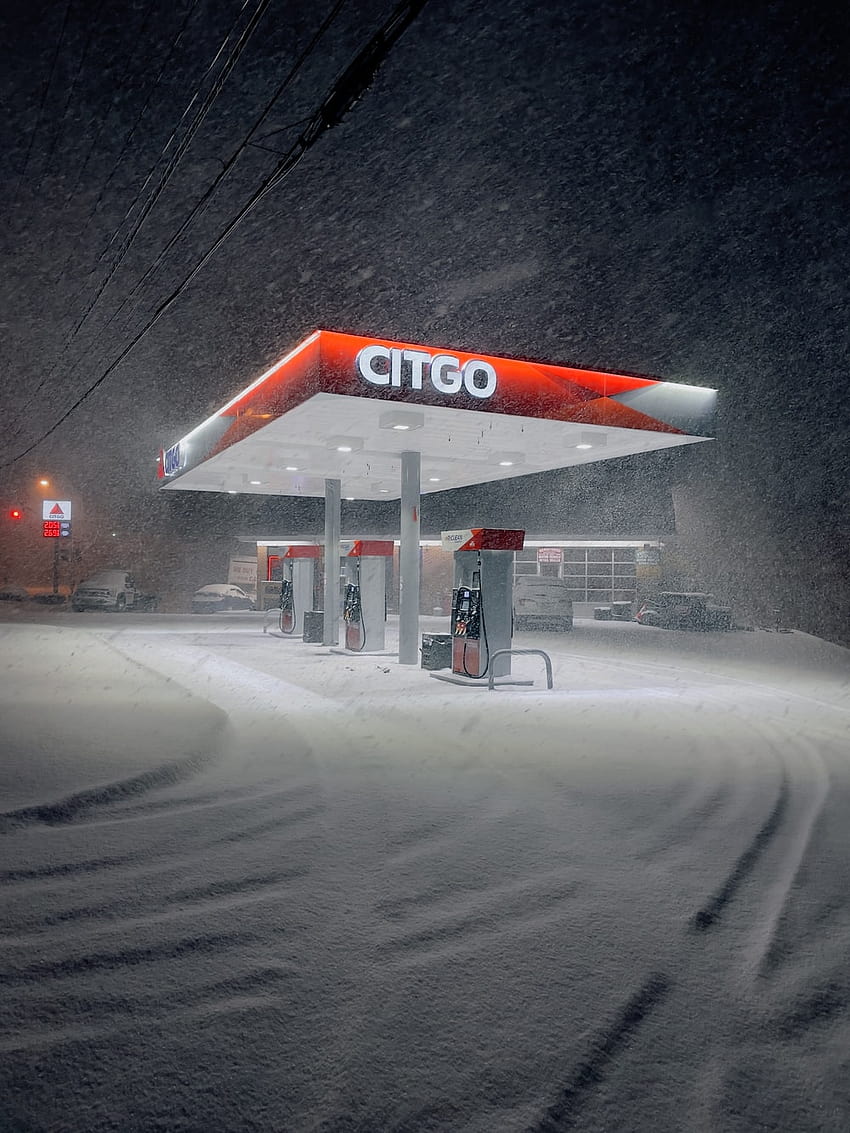 biało-czerwona stacja benzynowa – Maszyna, stacja benzynowa Tapeta na telefon HD