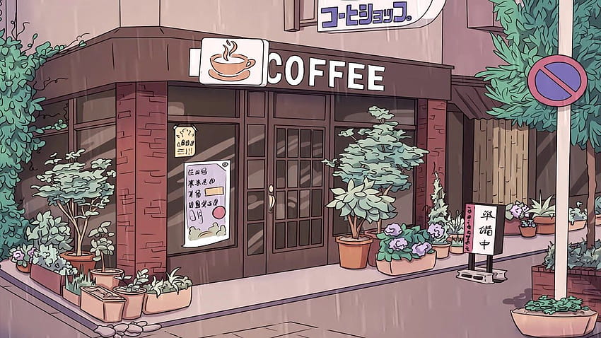 coffee shop â˜• calm lofi hiphop mix, anime cafe HD wallpaper