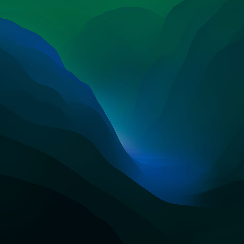 macOS Monterey Wallpaper 4K, Blue aesthetic, Stock, Dark Mode