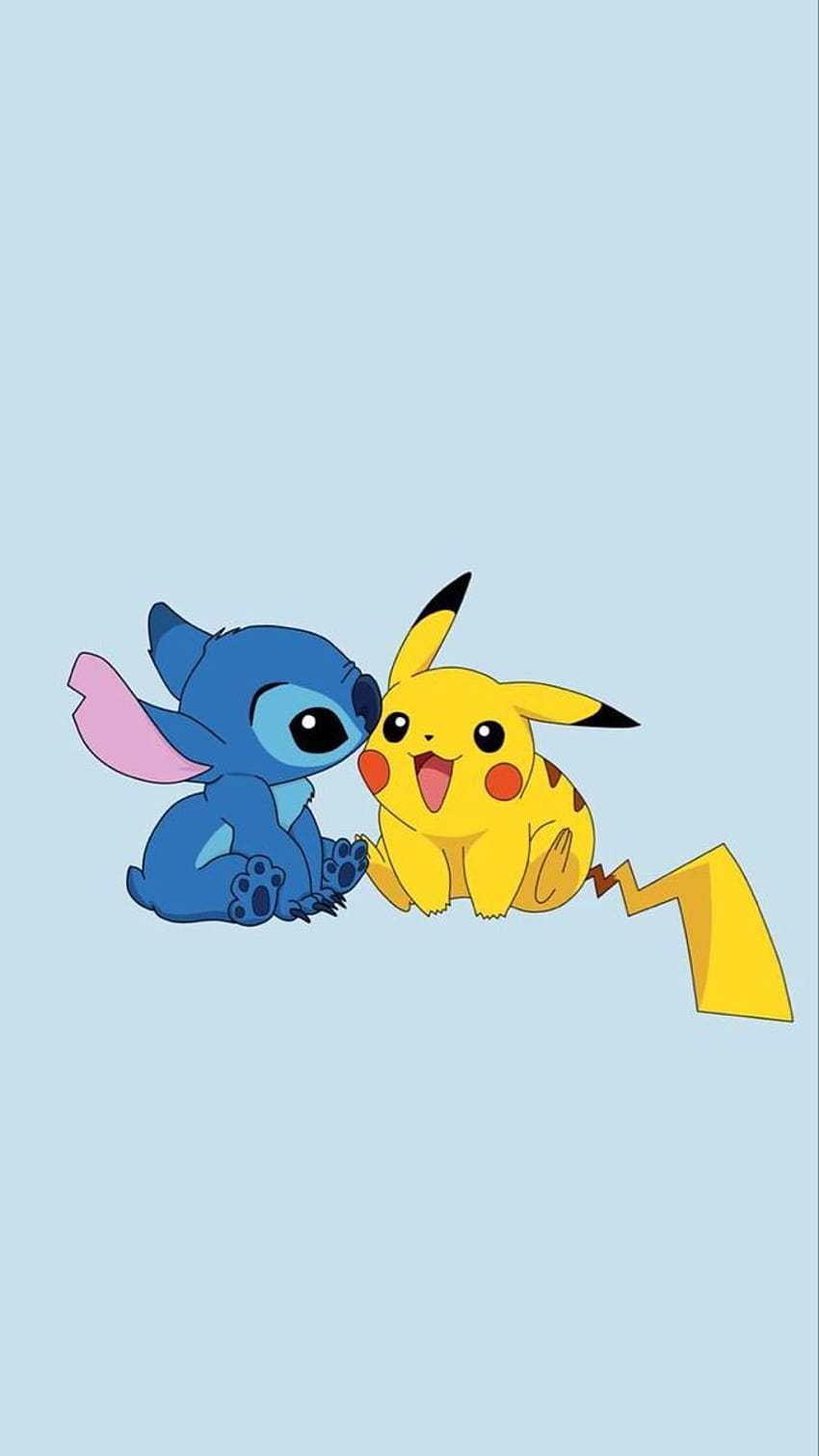 Pikachu y Stitch, punto unicornio fondo de pantalla del teléfono