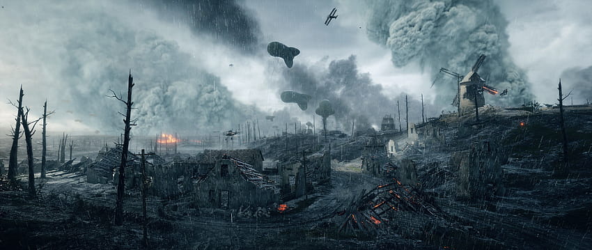 yanmış alan Battlefield 1 EA DICE 1. Dünya Savaşı video oyunları, savaş alanı HD duvar kağıdı