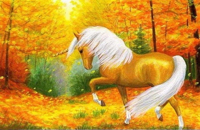 Horses: Animals Autumn Horses Golden Paintings Dreams Fall Seasons, beautiful autumn horses HD wallpaper