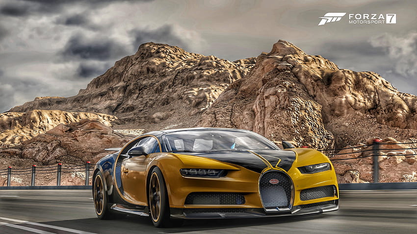Forza Motorsport 7, gelber Bugatti-Supersportwagen 3840 x 2160 U, Forza Horizon 7 HD-Hintergrundbild