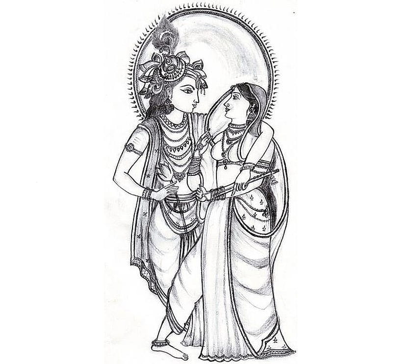RADHA AND KRISHNA – PENCIL SKETCHES – A MYTHOLOGY BLOG