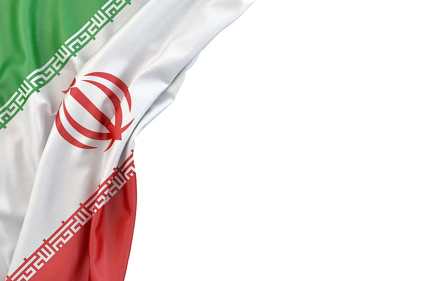склад : Знаме на Иран в ъгъла на бял фон, фон Иран HD тапет